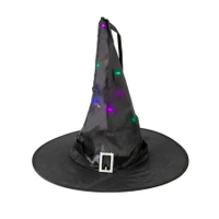 Kapelusz czarownicy z diodami LED czarny 38x35cm