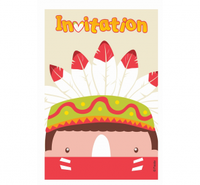 Zaproszenia z kopertami "Indiańskie Party", 6 szt.