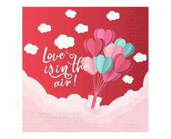 Serwetki Kolekcja Love Is In The Air (czerwone), certyfikat FSC, 33x33 cm/ 20 szt.
