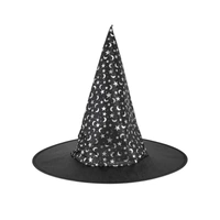 Kapelusz czarownicy czarno-srebrny 38x32cm