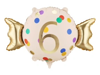 Balon foliowy Cukierek ''6'', 61x37 cm, mix