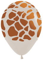 Balony 12: Sempertex Giraffe Print, White Sand