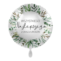 Balon foliowy 18" Wszystkiego Najlepszego - Natural Greenery