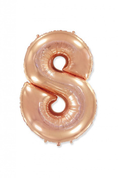 Balon foliowy FX - "Number 8" różowe - złoto, 85 cm