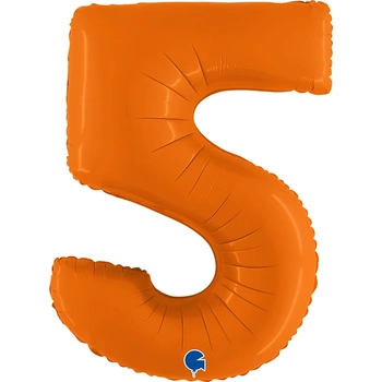 Balon foliowy cyfra 5, pomarańczowy, 102cm