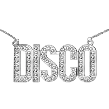 Naszyjnik łańcuszek srebrny z napisem DISCO