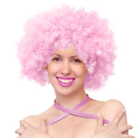 Peruka imprezowa włosy afro jasnoróżowe