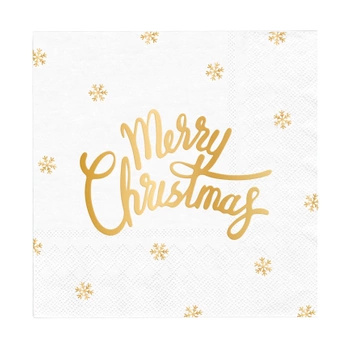 Serwetki Merry Christmas białe 10szt.