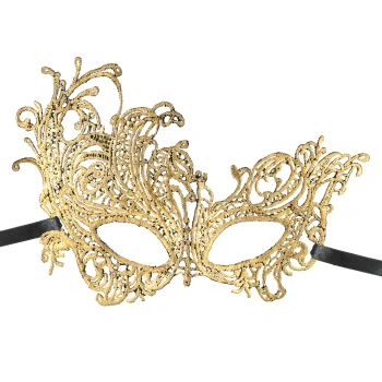 Maska wenecka koronkowa złota 23x14cm