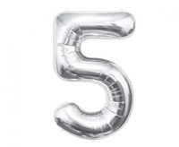 Balon foliowy B&C Cyfra 5, srebrna, 85 cm