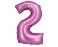 Balon foliowy B&C, Cyfra 2, satynowa różowa, 76 cm