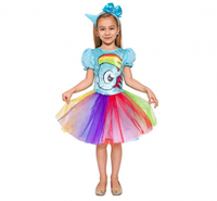 Strój Tęczowy Jednorożec (sukienka, opaska na głowę), rozm. 110/120 cm