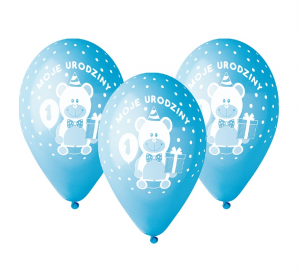 Balony Premium "Moje 1 Urodziny", nad. 1 kolor, dla chłopca, 12"/ 5 szt.