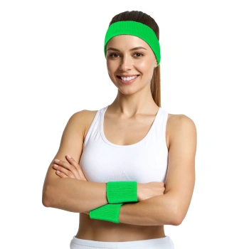 Opaski sportowe i przeciwpotne neonowe zielone - zestaw