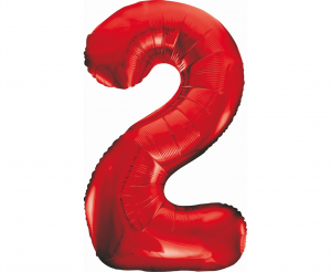 Balon foliowy B&C Cyfra 2, czerwona, 85 cm