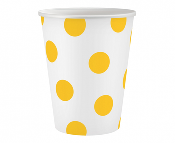 Kubeczki pap. Groszki, żółte, 250 ml, 6 szt.