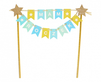 Dekoracja na tort Mam roczek, niebieski