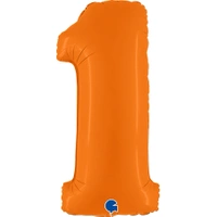 Balon foliowy cyfra 1, pomarańczowy, 102cm