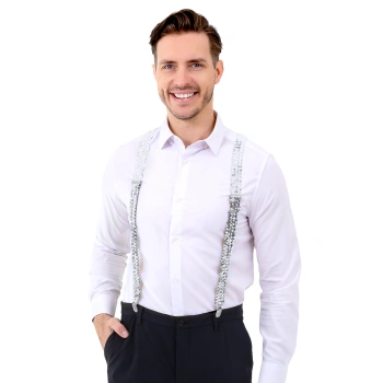 Szelki do spodni cekinowe srebrne