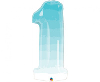 Balon foliowy 38" QL "Number 1", jasnoniebieski, ombre