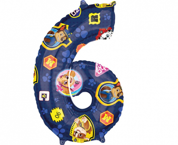 Balon foliowy cyfra 6 Paw Patrol, 66 cm