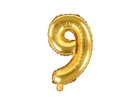 Balon foliowy Cyfra ''9'', 35cm, złoty