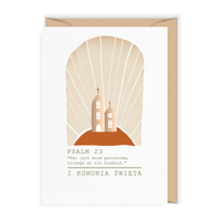 Kartka komunijna Kościół w promieniach