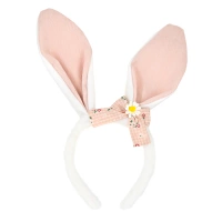 Opaska Wielkanoc Uszy Królika z kokardką biało-różowa 1 szt.