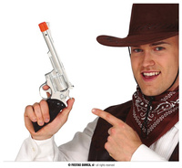 Pistolet kowboja, srebrny 32cm 