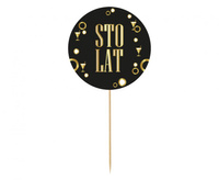 Dekoracja pap. na tort B&G Party - Sto Lat, okrągła 10 cm