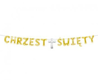 Girlanda papierowa "CHRZEST ŚWIĘTY", złota , 1,8 m.