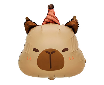 Balon foliowy Kapibara urodzinowa (głowa), 48x38cm