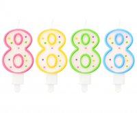 Świeczka cyferka z kropeczkami 8, 7.5 cm