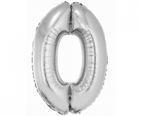 Balon foliowy Smart, Cyfra 0, srebrna, 76 cm