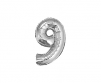 Balon foliowy "Cyfra 9", srebrna, 35 cm