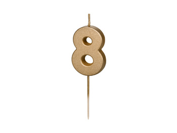Świeczka urodzinowa Cyferka 8, 4.5 cm, złoty