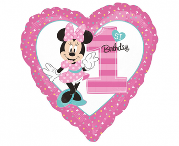 Balon foliowy 18 cali/43 cm "Minnie Mouse 1st Birthday "