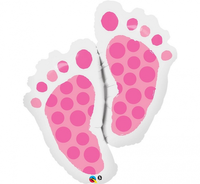 Balon foliowy 35 cali/89 cm QL Stopy Dziecka, różowe