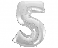 Balon foliowy B&C "Cyfra 5", srebrna, 92 cm