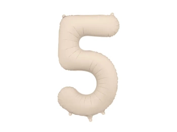 Balon foliowy Cyfra '5', 86cm, jasny beż