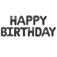Balon foliowy napis HAPPY BIRTHDAY czarny