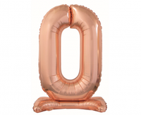Balon foliowy B&C Cyfra stojąca 0, różowo-złota, 74 cm