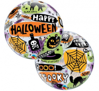 Balon foliowy 22" QL Bubble Poj. "Happy Halloween"