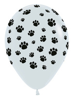 Balony Sempertex Paws,White, 12",25 szt