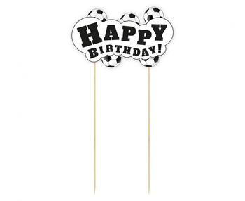 Dekoracja papierowa na tort Piłka Nożna - Happy Birthday, 13x19 cm