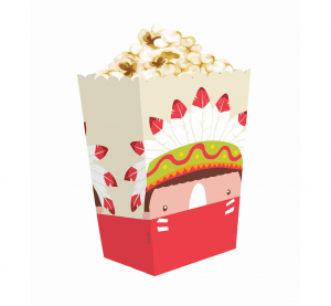 Pudełko na popcorn "Indiańskie Party", rozm. 13.5 x 8.5 x 19 cm, 4 szt.