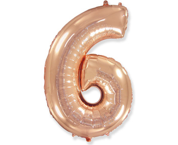Balon foliowy FX - "Number 6" różowe - złoto, 85 cm