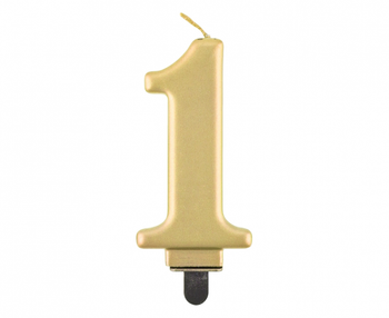 Świeczka B&C cyferka 1, metalik złota, 8,0 cm