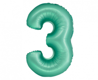 Balon foliowy Smart, Cyfra 3, miętowa matowa, 76 cm