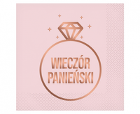 Serwetki Wieczór Panieński (różowe), 33x33 cm/ 20 szt.